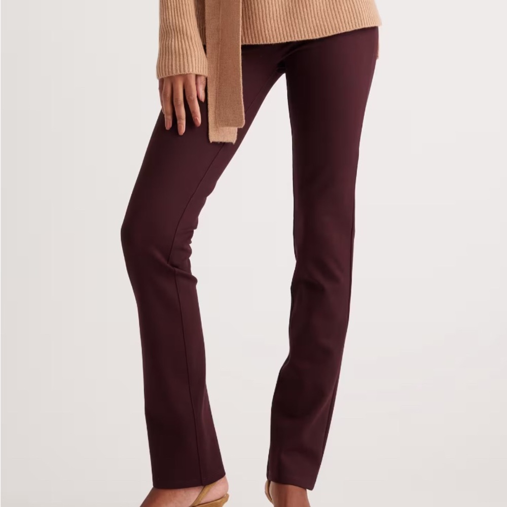 NWT Quince Burgundy Ultra-Stretch Ponte Straight Leg Pants
